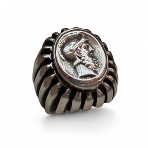 Authentic Dian Malouf Sterling Silver Coin Statement Ring